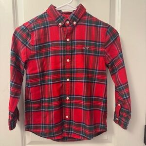 Boys 7 Vineyard Vines Red Christmas Plaid flannel button down shirt